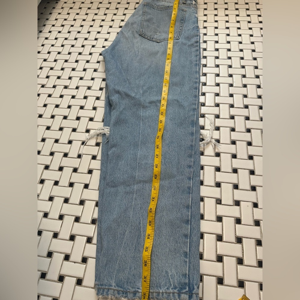 Zara Blue Boyfriend Jeans with Distressed Details - Picture 7 of 8